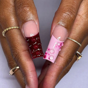 Uñas Postizas Largas y Cuadradas Hechas a Mano al por Mayor, Flores 3D Inspiradas en el Jardín, Acrílico, Fantasía Floral, Uñas Postizas de Lujo Personalizadas - Product Image 2