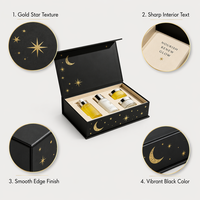 Boîtes d'emballage cosmétiques personnalisées de luxe en noir mat avec estampage doré, boîte cadeau rigide en papier magnétique pour ensemble de soins de la peau et de beauté