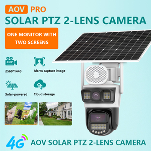 Ngoài trời 4 gam năng lượng mặt trời cctv camera an ninh 4MP aov 2 ống kính 7/24 ghi lại không dây năng lượng mặt trời Powered máy ảnh - Product Image 3