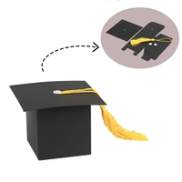 Boîte d'emballage personnalisée pour chapeau de graduation, boîte noire d'expédition, emballage cadeau de graduation avec pompon
