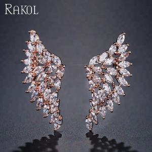 Rakol EP2117 lujo blanco Cubic Zirconia cristal accesorios ala CZ pendientes boda - Product Image 2