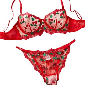 ZZYUP 6925KJN nueva llegada Popular cereza bordado señoras sujetador y bragas conjunto Sexy encaje fruta señoras Lencería conjunto ver a través de Pan - Product Image 5