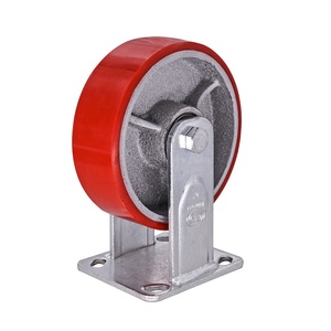 <span class=keywords><strong>Roues</strong></span> pivotantes en polyuréthane de 125 mm, <span class=keywords><strong>roues</strong></span> en fonte de 5 pouces, <span class=keywords><strong>roues</strong></span> pivotantes industrielles robustes en PU rouge, type fixe - Product Image 1