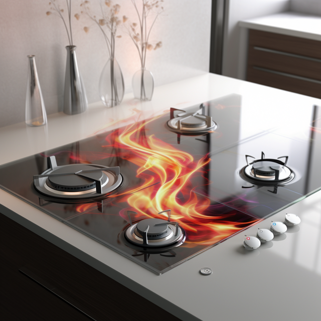 3D Digital Printing Glass Panel Sheet for Gas Tove Tempered Glass Customized Cutting Gas Stove Covertop Surface Glass Sheet