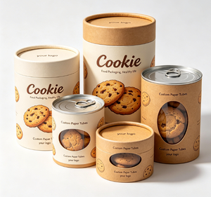 Custom Paper Tube Cookie Packaging with Window Craft Paper Food Grade Round Cylinder Recyclable Four-Color Printing - Product Image 1