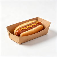 Barquette alimentaire jetable en papier kraft imprimée sur mesure, résistante à la graisse, pour hot-dogs et snacks, idéale pour l'emballage de plats à emporter de restauration rapide