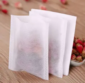 Özel küçük kullanımlık olmayan dokuma kumaş açık beyaz tek kullanımlık çay filtre torbası ambalaj ipli