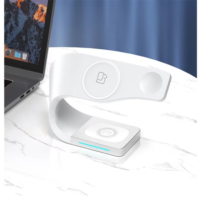 Latest 15W Fast Wireless Charger Stand Dock Station 3-in-1 Technology for Smart Watch Earphones Electric Magneti Dock for iPhone