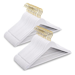 Cintres en bois <span class=keywords><strong>blanc</strong></span> de haute qualité, finition lisse premium avec barre ronde pour vêtements, chemisiers, robes et magasins - Product Image 1