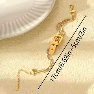 Semplice Braccialetto di Disegno In Acciaio Al Titanio Placcato 18k Bracciale In Oro Fibbia Della Cintura A Tre Strati Della Catena Del Braccialetto Delle Donne - Product Image 5