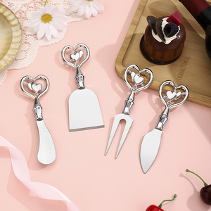 Ensemble de couteaux à fromage en acier inoxydable 4 pièces, design cœur, spatule à beurre, couteau à crème, spatule à pizza, outils de cuisine - Product Image 4