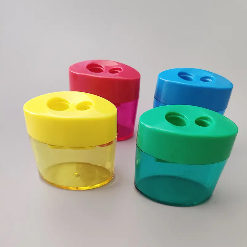 Wholesale double holes plastic pencil sharpeners children's supplies mini Manual pencil sharpener