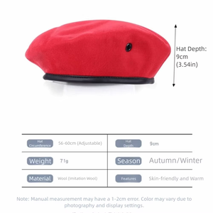 Bérets pour hommes et femmes, logo personnalisé, mode française, classique en <span class=keywords><strong>laine</strong></span> et cuir, artiste peintre, uniforme cosplay décontracté, casquette brodée - Product Image 5