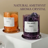 Kit de diffuseur en pierre de cristal naturel longue durée, approvisionnement en vrac, pierre aromatique en améthyste avec couvercle en verre et bouteille d'huile essentielle