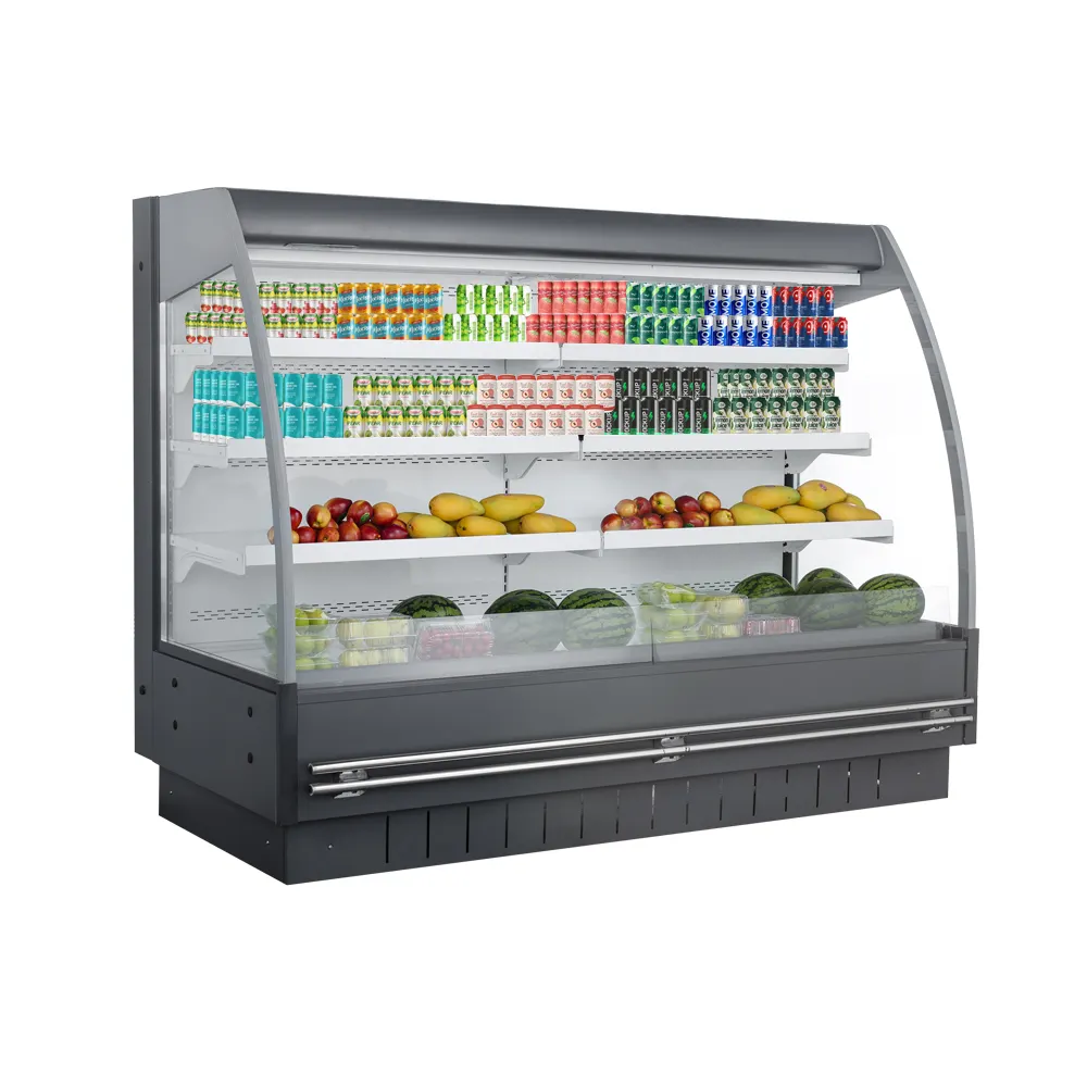 Bolandengオープンアップライト商用野菜ディスプレイチラースーパーマーケットオープンディスプレイチラー冷蔵庫