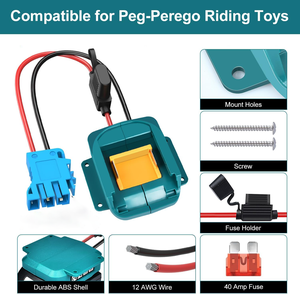 Power Wheel Adapter with Harness Connector Fuse Holder for Peg-Perego <strong>12</strong> <strong>Volt</strong> DC <strong>12</strong> AWG Wire Kids Ride-on Toy - Product Image 2