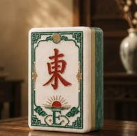 Jeu de Mahjong de style chinois, tuiles bicolores vert ivoire, motif vintage, jeu de tuiles de Mahjong américain pour divertissement festif