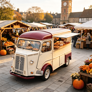 Camionnette alimentaire électrique rétro personnalisée Citroën avec four à croissants électrique commercial pour la place de la ville - Product Image 1