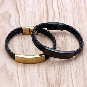 Hot bán thép không gỉ + da tấm tùy chỉnh tên QR mã khắc vòng đeo tay bằng thép không gỉ - Product Image 4