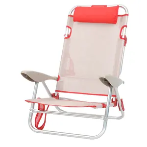 Adjustable Beach Chair Lounger With Pillow Portable Aluminium Lightweight Folding Chair