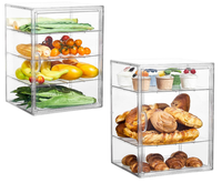 Vitrine à pâtisserie personnalisée, boîte à pain pour comptoir de cuisine, rangement à pain transparent à 4 niveaux réglables avec porte magnétique