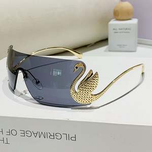 Gafas de Sol de Moda 2025 con Logotipo Personalizado, Diseño de Cisne con Patas Incrustadas, Lentes de Una Pieza para Mujer, Protección UV400, Montura Grande Sin Aro, Degradado - Product Image 3