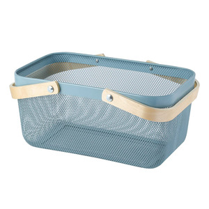 Cesto di frutta all'ingrosso caldo cesto di rete in <span class=keywords><strong>ferro</strong></span> <span class=keywords><strong>battuto</strong></span> manico in legno cestino portaoggetti in <span class=keywords><strong>ferro</strong></span> <span class=keywords><strong>battuto</strong></span> stoccaggio quadrato frutta o altri alimenti - Product Image 2