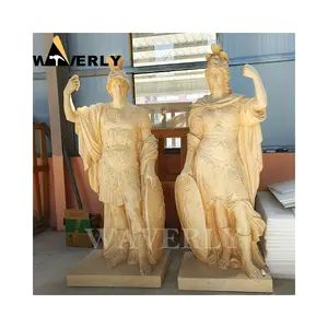 Custom Antique Natural Stone Greek Warrior Statues Sculpture Ancient Hand Carved Marble Life Size Roman Soldier Statues