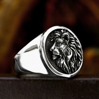 Tête de Lion anneau hommes acier inoxydable titane acier audacieux gothique Vintage Punk mode bijoux cadeau