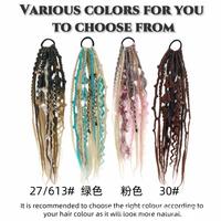 Coda di Cavallo Elastica Boho da 60 cm all'Ingrosso per Donna, Extension Intrecciata a Mano con Perline Vichinghe, Accessorio per Capelli da Festa