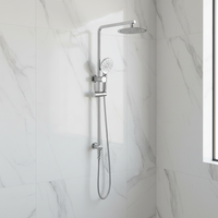 Système de douche mural haute pression Watermark pour salle de bain, colonne de douche chromée avec pommeau de douche effet pluie