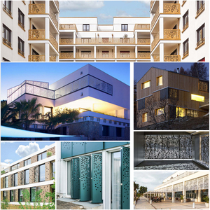 Tấm kim loại đục lỗ trang trí tấm 3D Tấm ốp tường Rèm nhôm tấm cắt laser để xây dựng màn hình mặt tiền Trần - Product Image 6