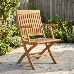 Fauteuil de jardin moderne en teck massif pliable de luxe avec pieds sabre - Imperméable, durable, écologique, confortable pour l'extérieur - Product Image 2