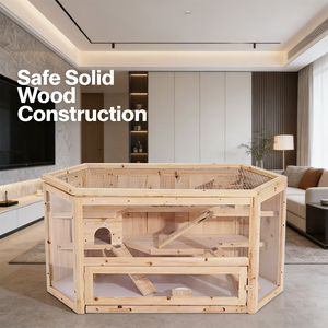 Hábitat de Madera Hexagonal Grande de Dos Niveles para Animales Pequeños, para Cobayas, Hámsters y Ratas, con Escalera Interna y Caja de Escondite - Product Image 4