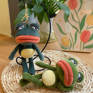 Llavero de peluche de rana triste y fea, <span class=keywords><strong>Pepe</strong></span> Frog de labios grandes, colgante de animal de peluche, adorno para mochila, regalo de cumpleaños para amigo - Product Image 5