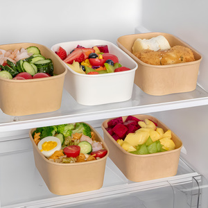 Square 1000ml/34oz Jiehui Factory Wholesales Biodegradable Disposable Kraft Paper Food Cartons &amp; Bowls Custom Prints - Product Image 2