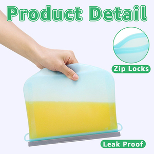 B2B Clearance Sale Non-toxic 4 Pcs Eco-Friendly Vacuum Compressed Silicone Food <b>Bags</b> <b>Zip</b> <b>Lock</b> Sealable Reusable for Soups Fruits - Product Image 4
