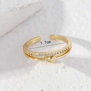 Europe et États-Unis Meilleure vente Fashion Female Index Fing Ring Double Love avec Zircon Anneaux de pierres précieuses réglables - Product Image 2