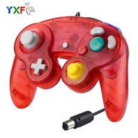 Manette de jeu filaire transparente avec moteur de vibration et point unique pour GameCube NGC Joystick