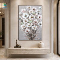 Peintures murales 3D sur toile en forme de fleur, pierre naturelle verte, fleurs bleues et roses, décoration intérieure – Offre Spéciale