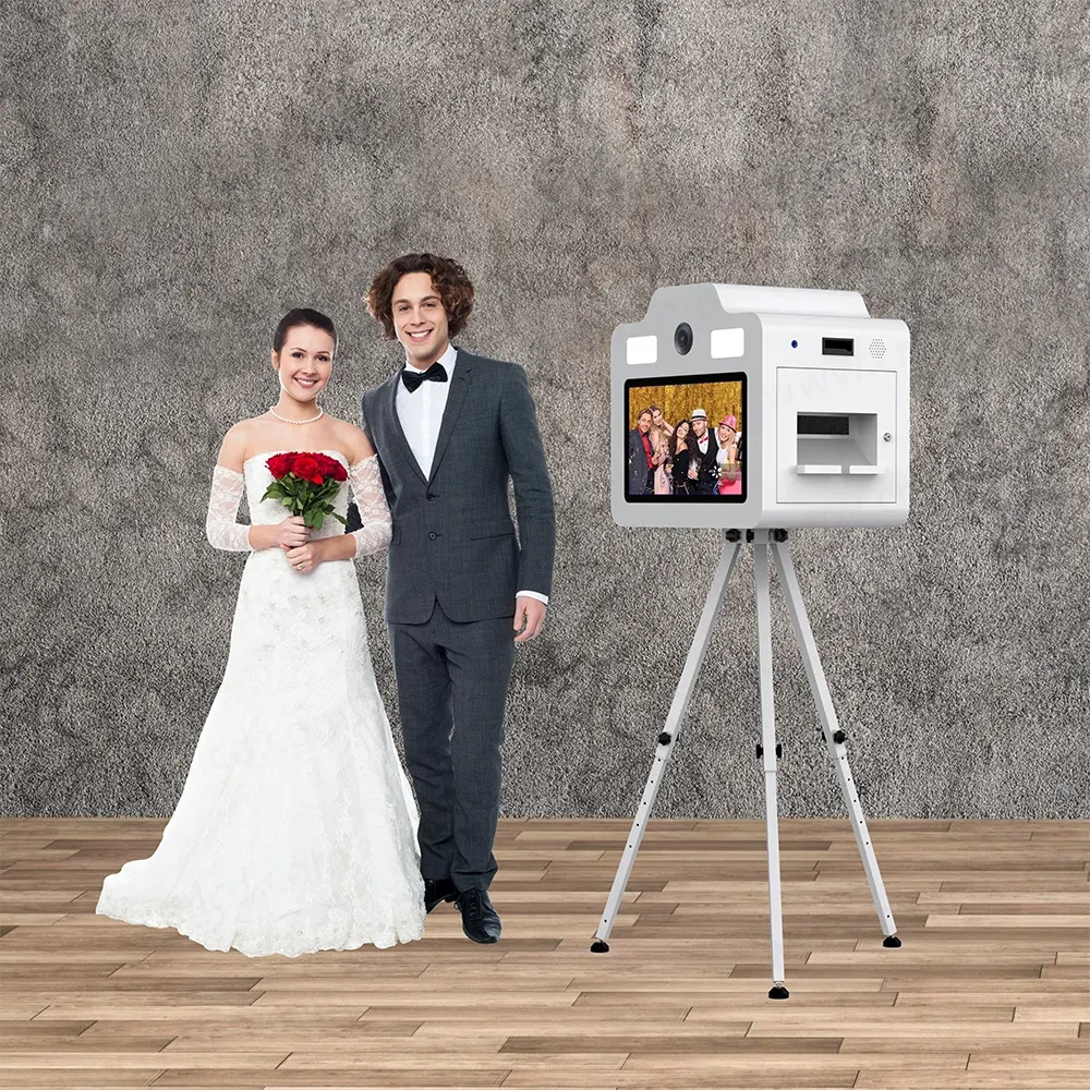 ماكينة كشك تصوير لحفلات الزفاف مع حقيبة متنقلة وشاشة لمس 21.5 بوصة خفيفة
