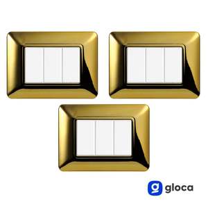 Interruptores de pared Gloca de 3 bandas, 3P, plástico dorado brillante, duradero, para Matix - Product Image 2