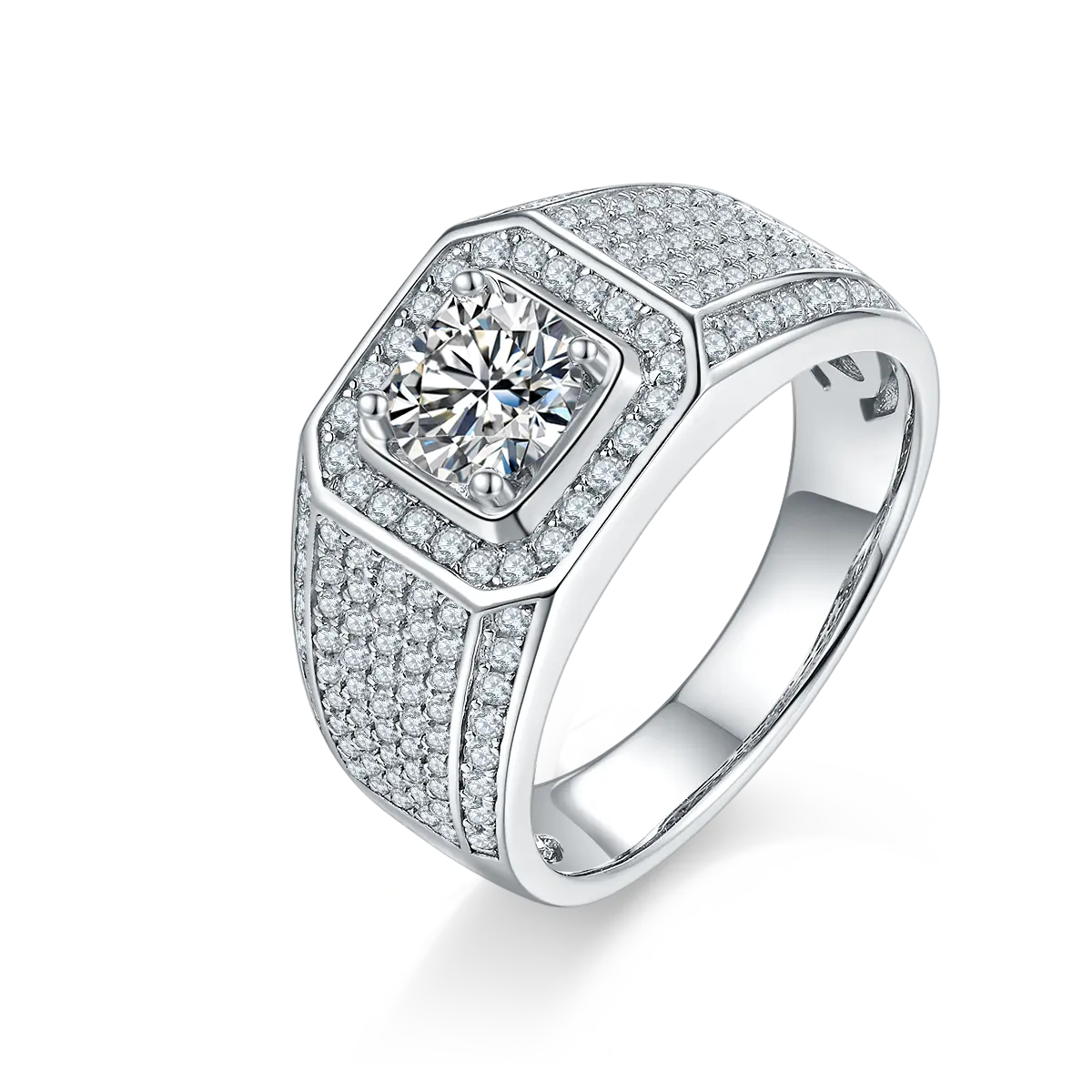 Hot sale Wholesale Price Mens Moissanite Diamond Ring 925 Sterling Silver Gold Plated Moissanite Ring For Wedding