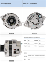 Alternateur de voiture NISSAN Almera 1.5 N16 QG15DE 07.2000 12V 80A 231003M200 LR180751 ALH3371BS ALT3094