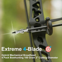 Pointes de chasse professionnelles HT à 4 lames en acier inoxydable pour arc composé, arbalète et arc classique - Pointes de flèches de tir