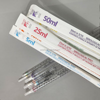 Pipette de Mesure Sérologique Stérile en Polystyrène pour Laboratoire, 1ml, 2ml, 5ml, 10ml, 25ml, 50ml, 100ml, en Plastique, avec Pipette