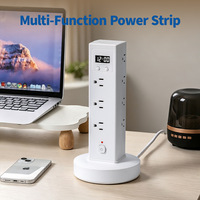 Multiprise standard américaine 110V 8 prises avec 2 ports USB + 2 ports Type C, organiseur de câbles vertical pour la maison et le bureau