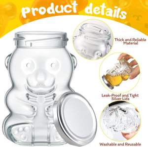 Bouteille en verre de miel de qualité alimentaire 250ml 350ml 400ml/bouteille vide en forme d'ours en peluche d'emballage de miel à presser vente en gros - Product Image 3