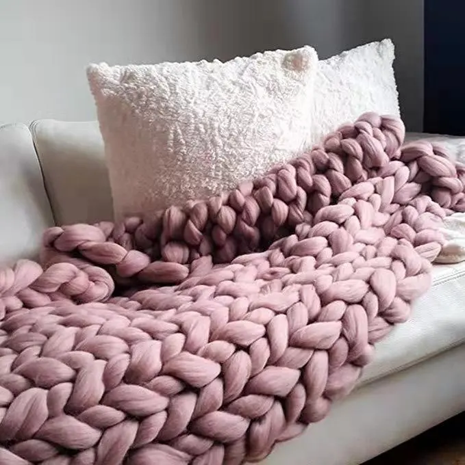 Wholesale Chunky Knit Woven Blanket Soft Sofa Woven Throw Blanket For Home And Office