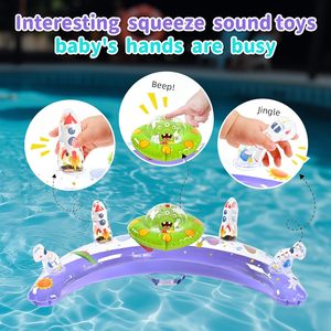 Flotador de Piscina para Bebés con Diseño Espacial Morado, Toldo Removible y Juguetes con Sonido - Product Image 5